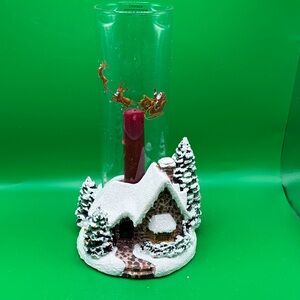 Thomas Kinkade “ Memories of Christmas“ Candle Holder Santa Globe Teleflora
